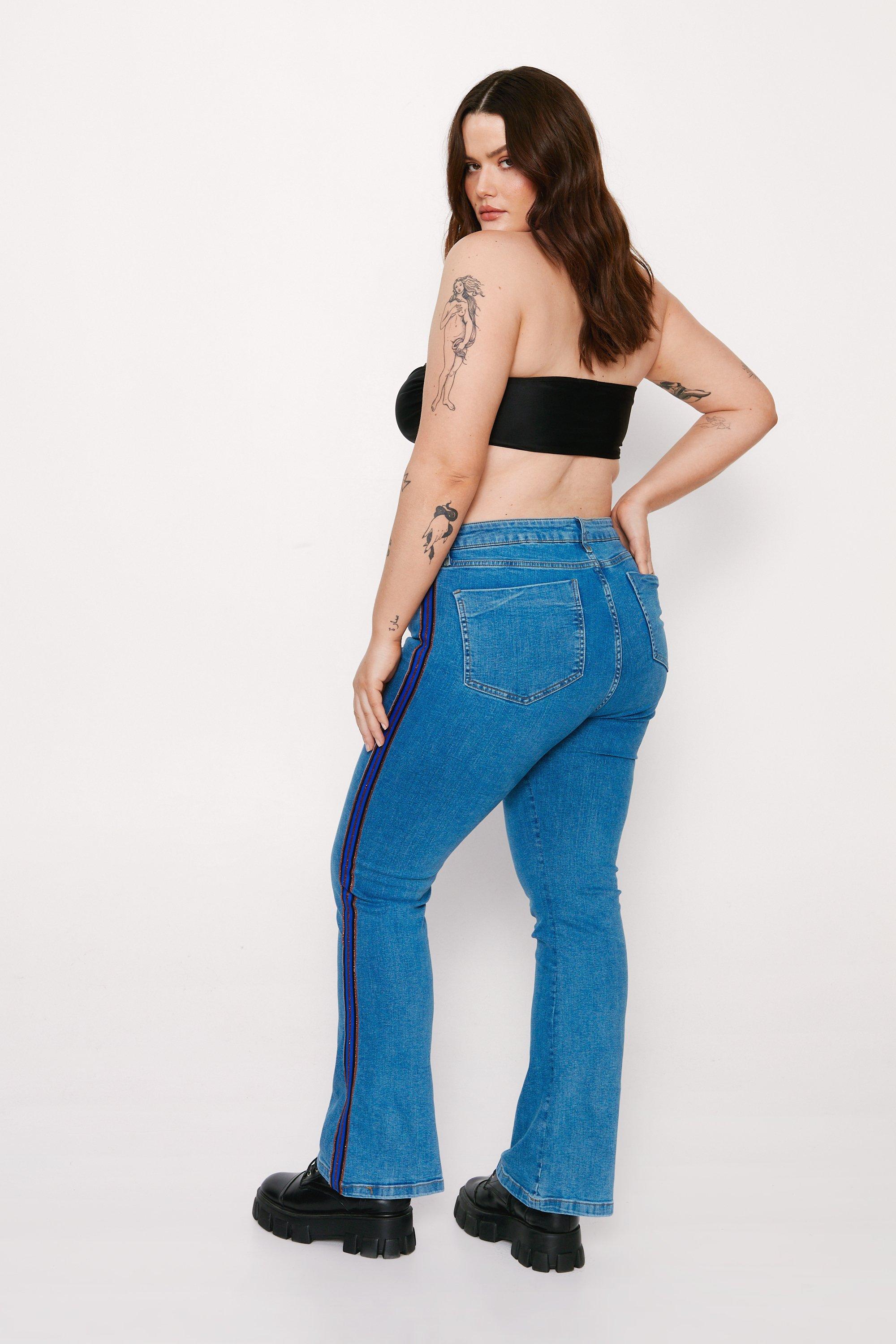 Striped jeans hot sale plus size